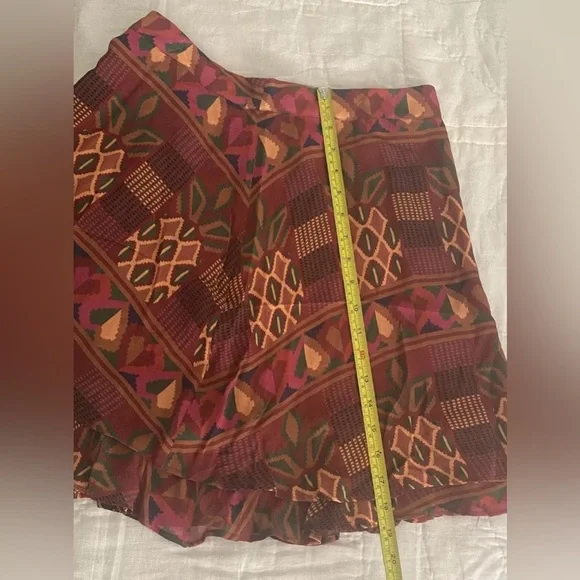 Anthropologie Farm Rio chiffon mini skirt Sz M Multicolor pineapple